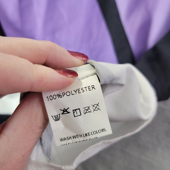 Sleeveless‎ Shift Dress Womens 1XL Purple White Geometric Print Modern Retro - Picture 6 of 8